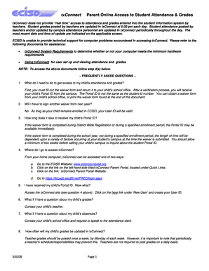 Parent Permission Waiver Form for Online Access to Attendance & Grades