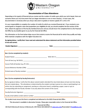 Class Attendance Documentation Form