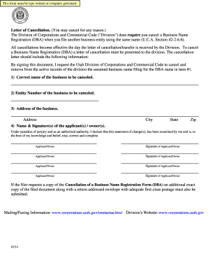 Utah DBA Cancellation Form