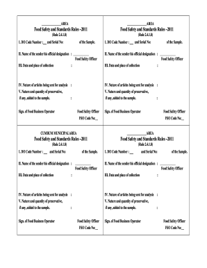 Food Safety Sample Analysis Form