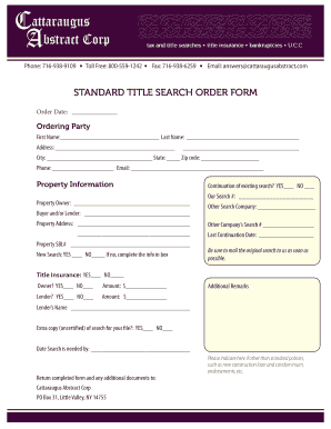 Standard Title Search Order Form