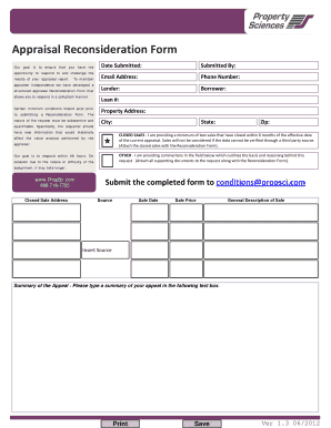 Fillable Online Appraisal Reconsideration Form - Westernbancorpcom Fax ...