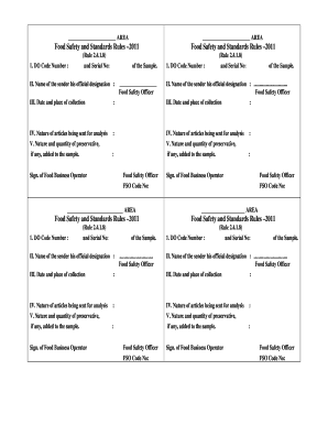 Food Safety Sample Analysis Form