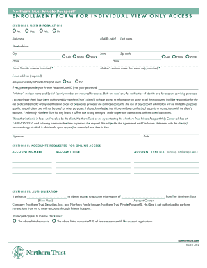 Northern Trust Private Passport Enrollment Form