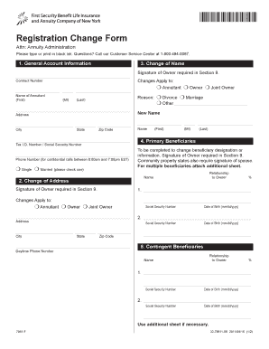 Annuity Registration Change Form