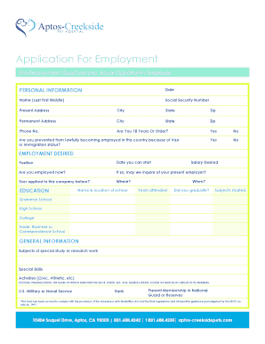Employment Application Form