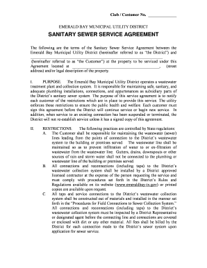 Sanitary Sewer Service Agreement