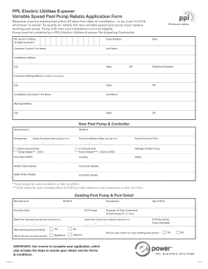 PPL Electric Utilities Pool Pump Rebate Application Form