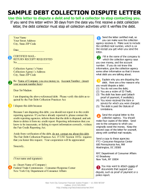 Dispute letter sample - SAMPLE DEBT COLLECTION DISPUTE LETTER - New York