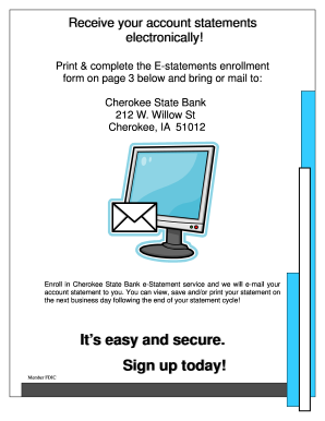 Cherokee State Bank E-Statement Enrollment Form
