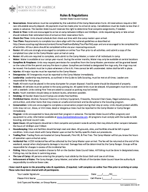 Garden State Council Camps Rules and Regulations
