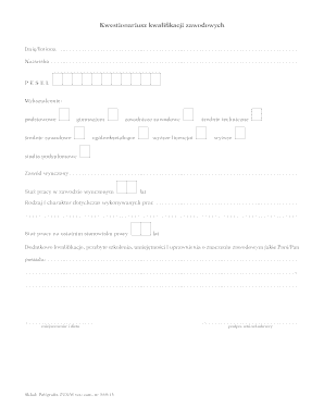 Professional Qualifications Questionnaire