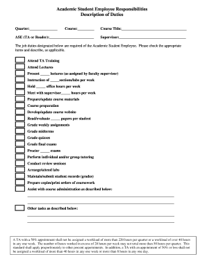 Academic Student Employee Responsibilities Form