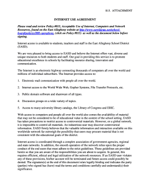 East Allegheny School District Internet Use Agreement