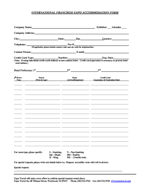 International Franchise Expo Accommodation Form