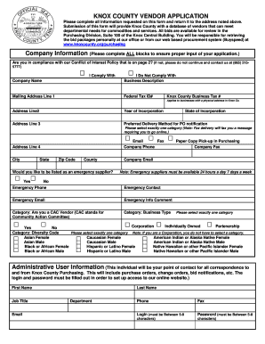 Knox County Vendor Application