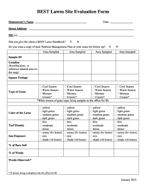 BEST Lawns Site Evaluation Form