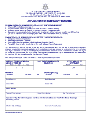 Connecticut Teacher Retirement Benefits Application
