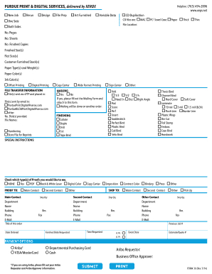 Purdue Print and Digital Services Order Form