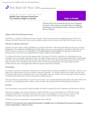Florida Advance Directive and Durable Power of Attorney
