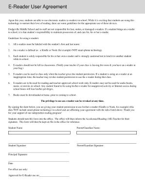 E-Reader User Agreement