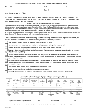 School Medication Authorization Form