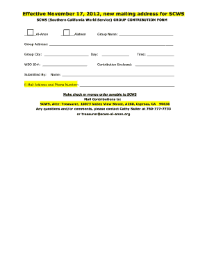 SCWS Group Contribution Form