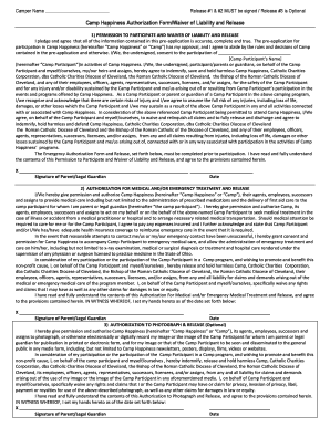 Camp Happiness Authorization Form