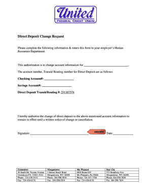 Direct Deposit Change Request Form