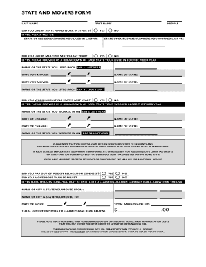 State and Movers Tax Form
