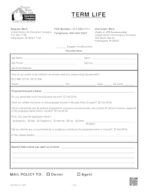 Term Life Insurance Application