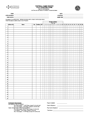 Football Game Roster Play Counting Form