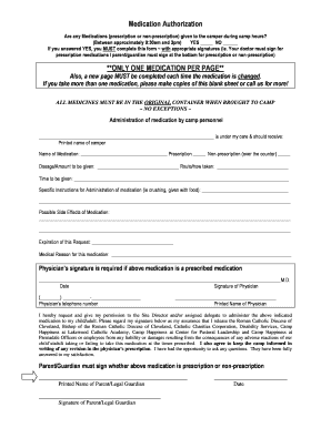Medication Authorization Form