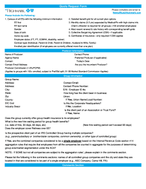 Health Insurance Quote Request Form