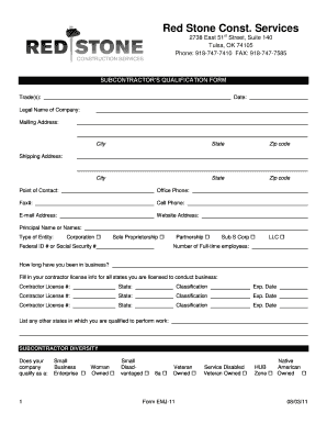 Subcontractor Qualification Form