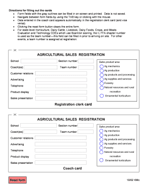 Agricultural Sales Registration Form