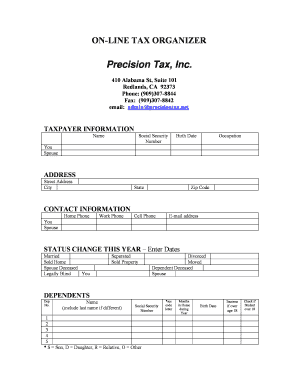 Tax Organizer Form