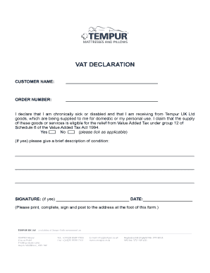 VAT Exemption Declaration Form