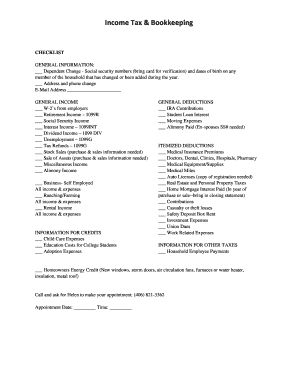 Income Tax Checklist