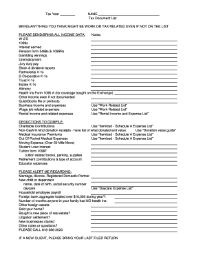 Tax Document Checklist