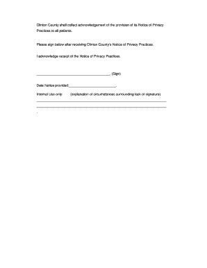 Clinton County Privacy Practices Acknowledgement Form