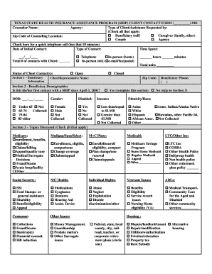 Texas SHIP Client Contact Form