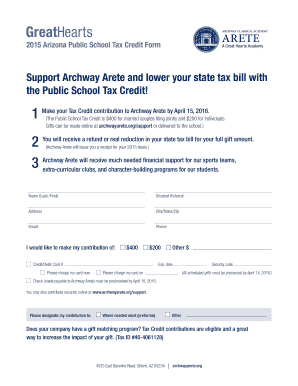 Arizona Public School Tax Credit Form