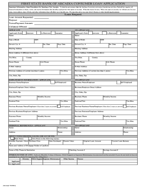 First State Bank Consumer Loan Application