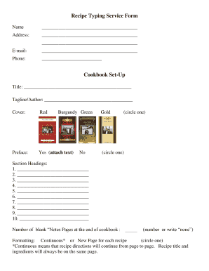 Recipe Typing Service Form