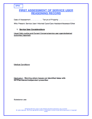 First Assessment of Service User
