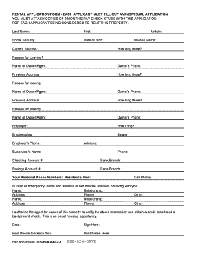 Rental Application Form