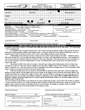 USA Roller Sports Individual Membership Form