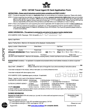 IATA Travel Agent ID Card Application Form