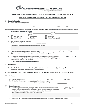 Employment Practices Insurance Renewal Application